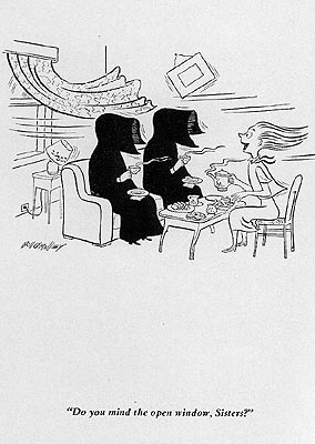 two little nuns, cartoons for Extension Magazine, Chicago 1950