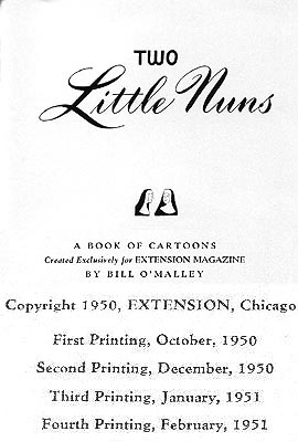 two little nuns, cartoons by Bill O'Malley, Extension Magazine 1950