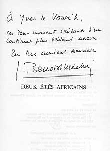 J Benoist-Mechin Deux etes africains - livre occasion