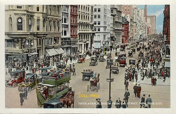 old vintage image New York City fifth avenue north c1910