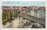 New York City elevated R.R. curve 110th street c1910