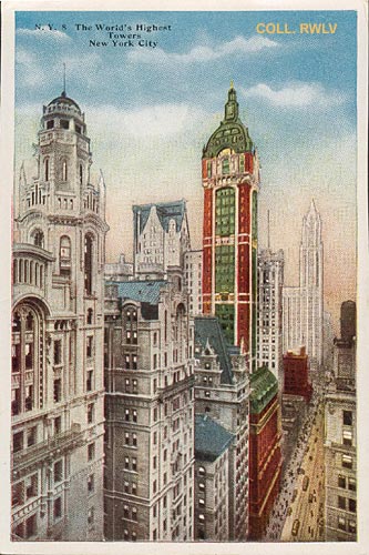 New York city the world's highest towers, printed image c1910