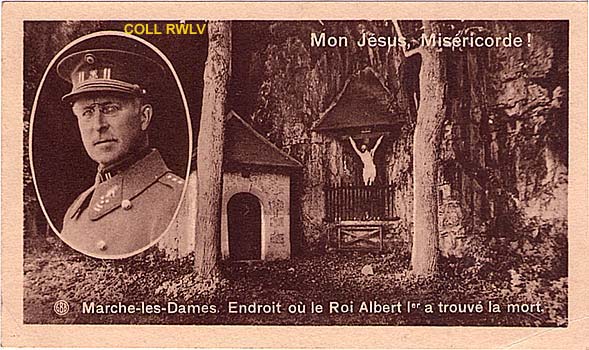 Albert premier roi des Belges mort a Marche-les-Dames, image pieuse