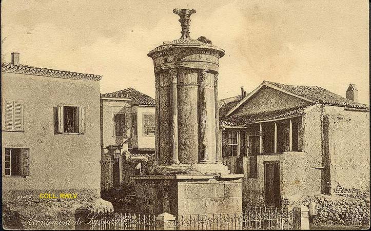 carte postale c1900 Athenes monument de Lysicrate