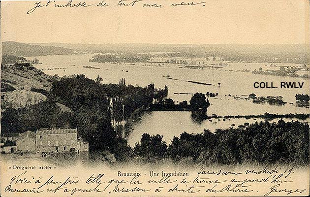 cpa carte postale ancienne  inondation Beaucaire 1903