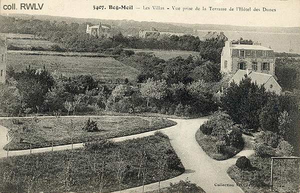 cpa carte postale ancienne Beg Meil vu de l' hotel des dunes