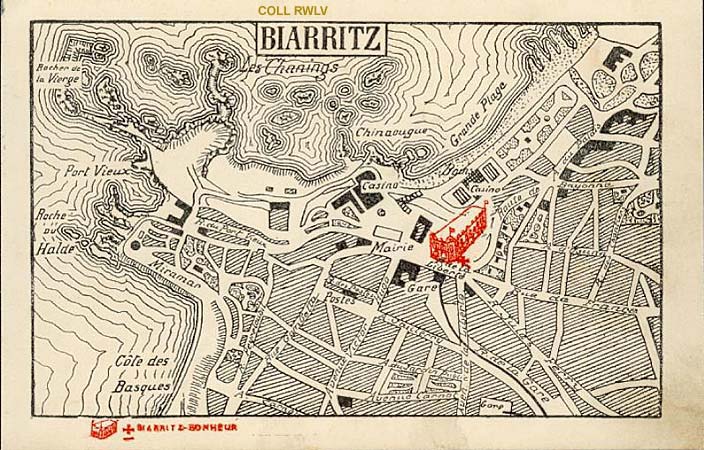 carte publicitaire Biarritz-Bonheur c1930