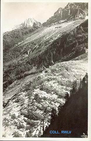 Chamonix Mont Blanc glacier des Bossons et l' Aiguille verte c1930