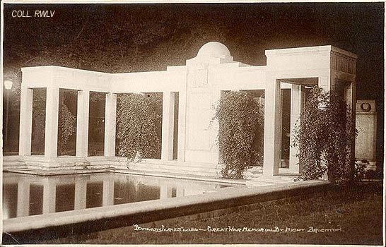 Brighton Great war memorial by night postcard c1930