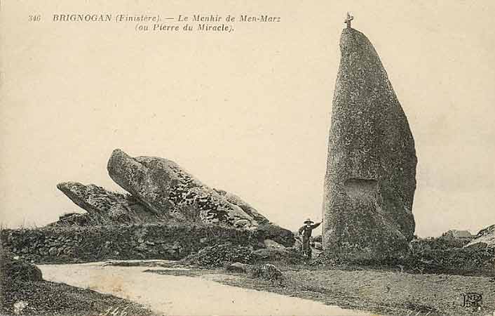 carte postale ancienne Brignogan menhir de Men Marz