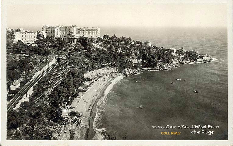 Cap d'Ail Hotel Eden la plage carte postale c1930