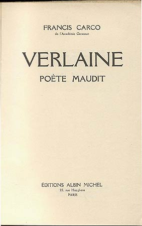 Francis Carco Verlaine poete maudit 1948 - occasion