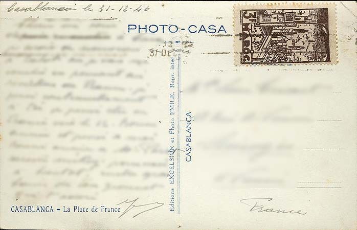 carte postale ancienne Casablanca Maroc 1946