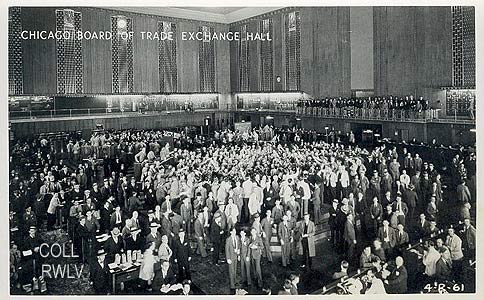 vintage postcard Chicago board of Trade Exchange Hall