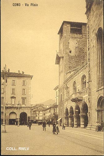 vecchia cartolina c1900 Como via Plinio