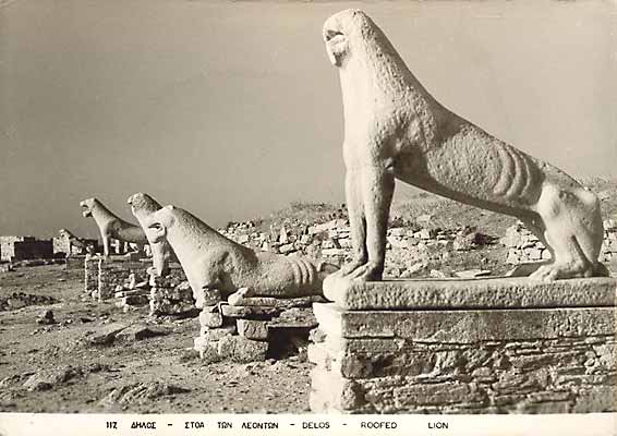 carte postale ancienne Delos les lionnes