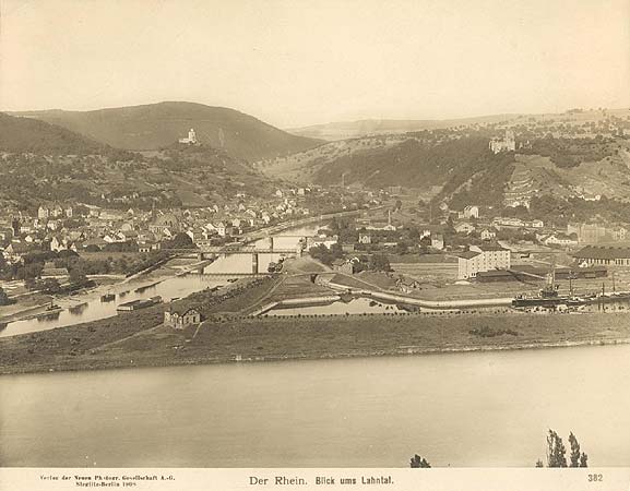 der Rhein Blick ums Lahntal alte Foto 1903