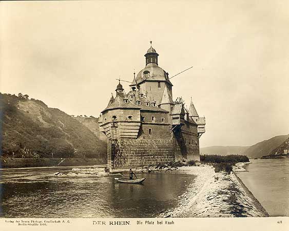 der Rhein die Pfalz bei Kaub alte Foto