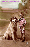 vintage postcard c1910 boy with a dog