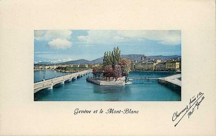 Geneve et le Mont-Blanc carte postale ancienne 1905