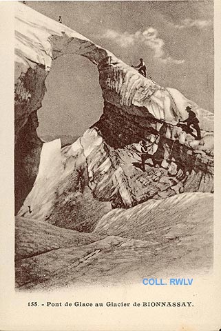 pont de glace au glacier de Bionnassay c1920