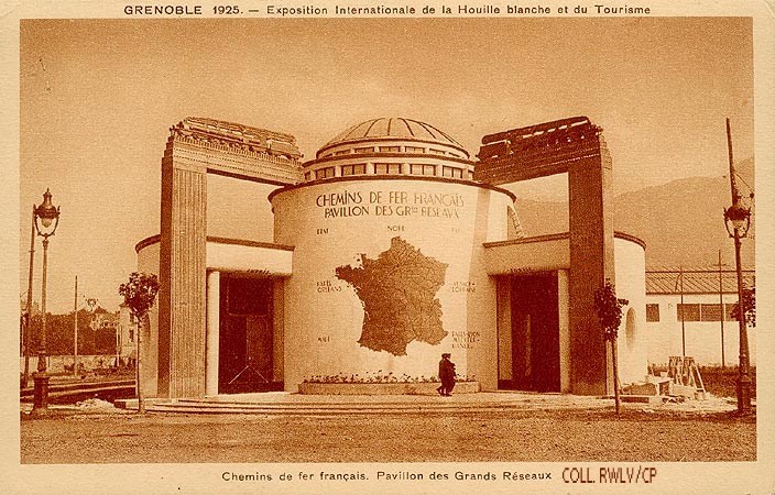 cpa Grenoble expo 1925  pavillon grands reseaux chemins de fer