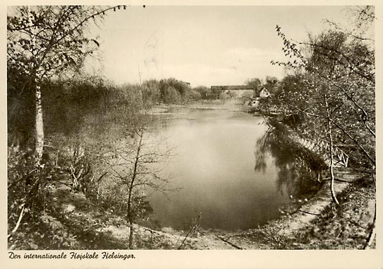 old postcard den internationale Hojskole Helsingor