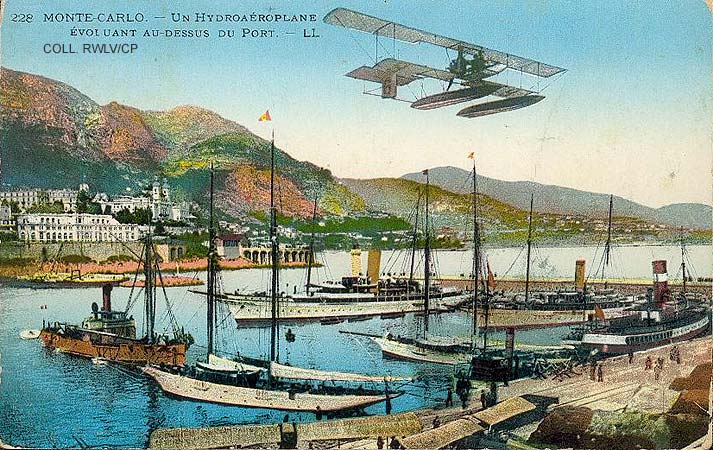 Monte Carlo hydroaeroplane au dessus du port 1916