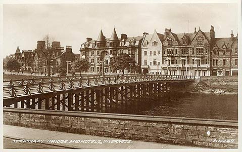 temporary bridge Inverness old postcard