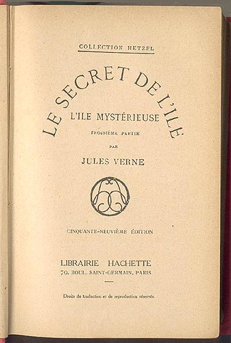 Jules Verne Le secret de l'ile Collection Hetzel couverture Hachette c1920