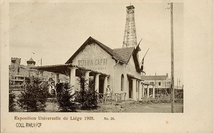 carte postale ancienne Liege expo 1905 osteria  Capri