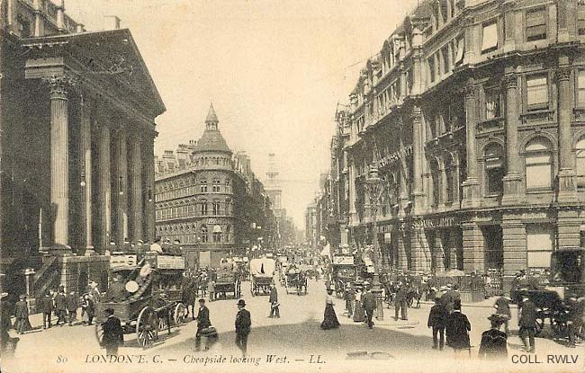 vintage postcard London Cheapside looking West1907