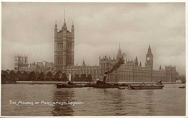 London The Parliament and the Thames postcard 1910