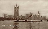 London Parliament and Thames vintage postcard 1910