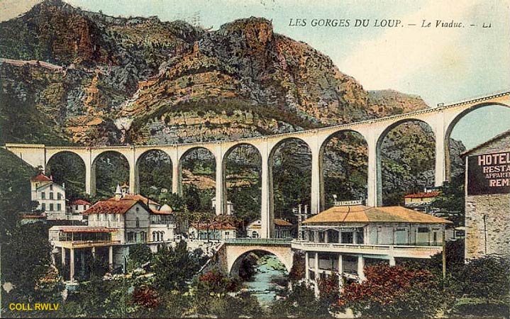 carte postale ancienne viaduc gorges du Loup 1919