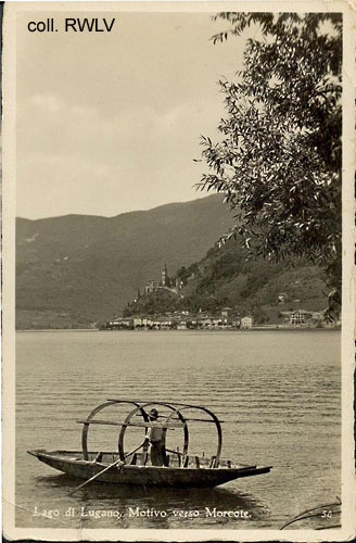 carte postale ancienne Lugano verso Morcote 1937