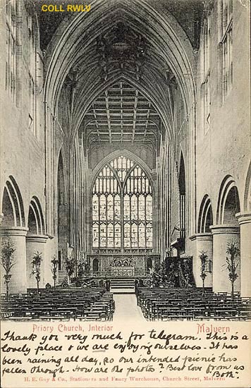 Malvern priory church vintage postcard 1905