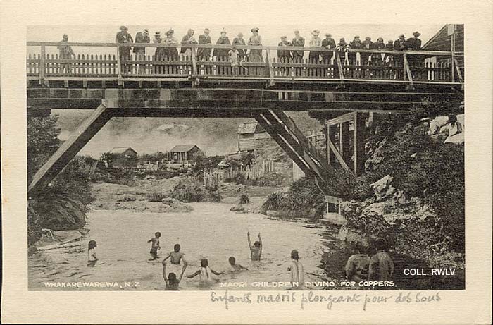 Whakarewarewa Maori children diving for coppers c1910