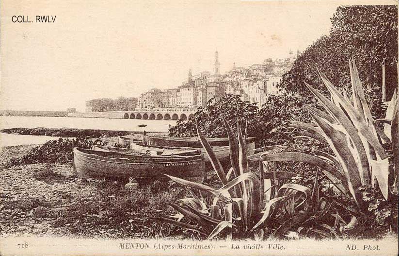 cpa carte postale ancienne Menton la vieille ville 1918