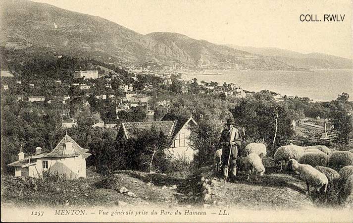 cpa carte postale Menton vu du parc du Hameau c1905