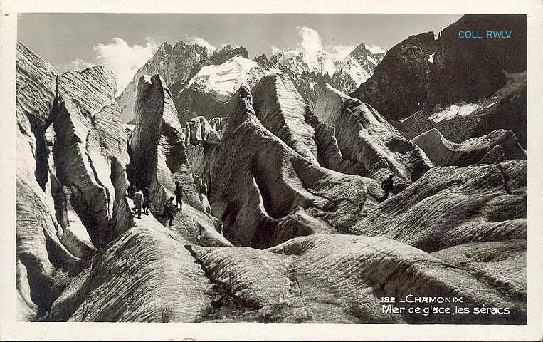 Chamonix la Mer de Glace, les seracs carte 1920