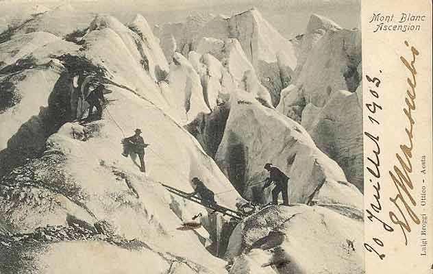 carte postale ancienne ascension Mont Blanc en 1900