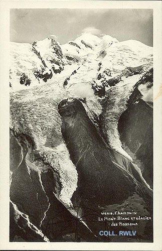 Chamonix le Mont Blanc et glacier des Bossons c1930