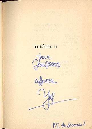 Yves Navarre Theatre 2 premiere edition dedicacee