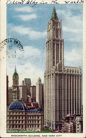 vintage postcard 1919 Woolworth building New York