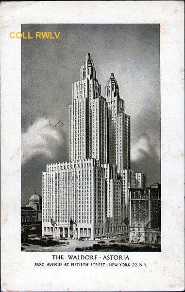 vintage postcard the Waldorf Astoria New York 1955