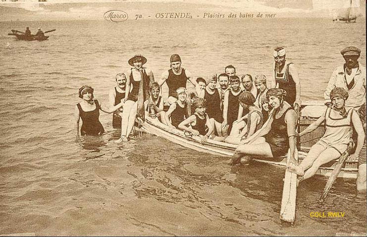 Ostende Belgique bains de mer carte postale c1920