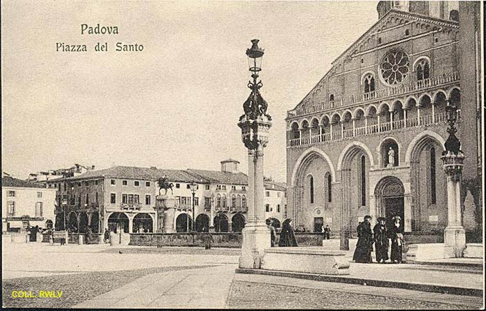 vecchia cartolina Padova c1910 piazza del Santo