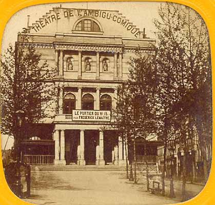 vue stereo ancienne Paris theatre de l' Ambigu Comique