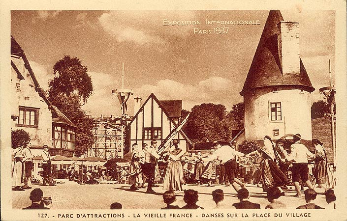 cpa Paris 1937 la vieille France parc d' attractions